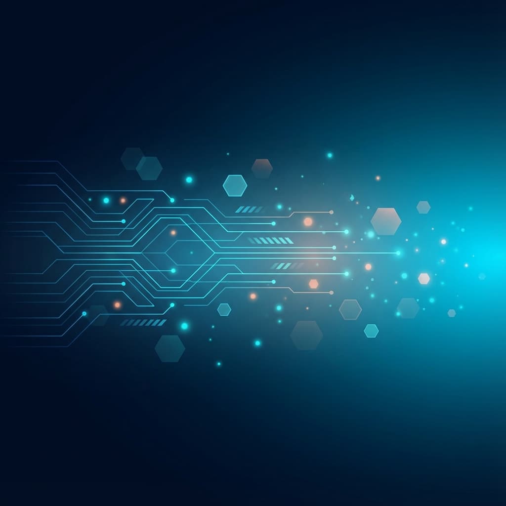 Abstract visualization of AI neural networks and data connections