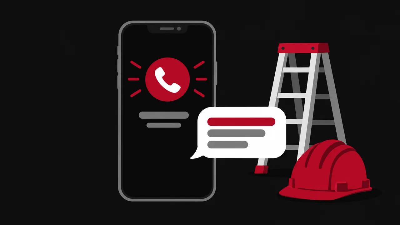 Phone screen showing a missed call text back message from a contractor to a new lead, missed call text back software